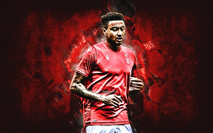 Jesse Lingard, Nottingham Forest FC, english football player, midfielder, red stone background, Premier league, England, football, Nottingham Forest