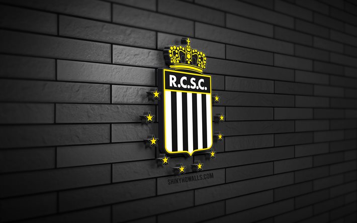 Royal Charleroi SC 3D logo, 4K, black brickwall, Jupiler Pro League, soccer, belgian football club, Royal Charleroi SC logo, Royal Charleroi SC emblem, football, Royal Charleroi SC, sports logo, Royal Charleroi FC