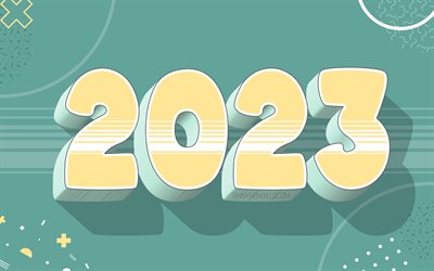 2023년 새해 복 많이 받으세요, 쉿, 녹색 2023 배경, 3d 2023 배경, 2023년 컨셉, 3d 편지, 2023년 인사말 카드
