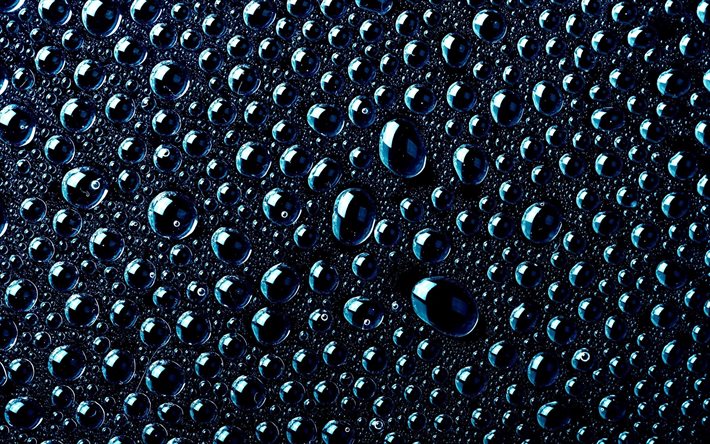 patrones de gotas de agua, macro, texturas de gotas de agua, fondos negros, fondo con gotas, gotas de agua