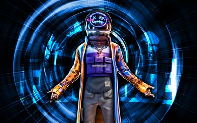 Astro Jack, 4k, blue abstract background, Fortnite, abstract rays, Astro Jack Skin, Fortnite Astro Jack Skin, Fortnite characters, Astro Jack Fortnite