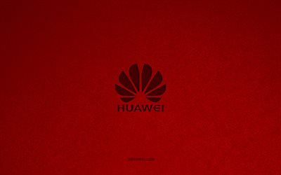 Huawei logo, 4k, Telecom logos, Huawei emblem, red stone texture, Huawei, technology brands, Huawei sign, red stone background