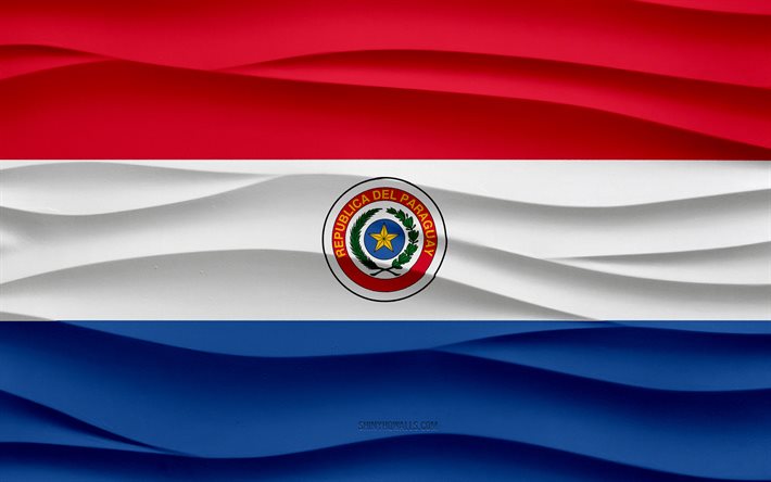 4k, bandiera del paraguay, onde 3d intonaco sfondo, struttura delle onde 3d, simboli nazionali del paraguay, giorno del paraguay, paesi europei, bandiera 3d del paraguay, paraguay, sud america