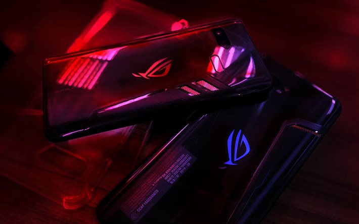 Asus ROG Phone 6, smartphones, ROG logo, Republic of Gamers, ROG, red neon light, ROG Phone 6 Phantom Black Asus, ROG emblem