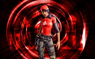 Banner Trooper, 4k, red abstract background, Fortnite, abstract rays, Banner Trooper Skin, Fortnite Banner Trooper Skin, Fortnite characters, Banner Trooper Fortnite