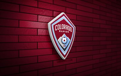 Colorado Rapids 3D logo, 4K, purple brickwall, MLS, soccer, american soccer club, Colorado Rapids logo, football, Colorado Rapids, sports logo, Colorado Rapids FC