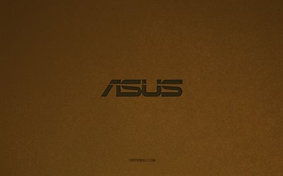 Asus logo, 4k, computer logos, Asus emblem, brown stone texture, Asus, technology brands, Asus sign, brown stone background