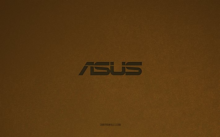 Asus logo, 4k, computer logos, Asus emblem, brown stone texture, Asus, technology brands, Asus sign, brown stone background