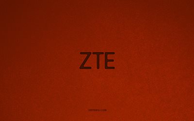ZTE logo, 4k, computer logos, ZTE emblem, orange stone texture, ZTE, technology brands, ZTE sign, orange stone background