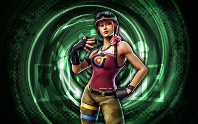 4k, bullseye, fortnite, verde grunge espiral de fondo, fortnite bullseye skin, bullseye fortnite personaje, bullseye fortnite, personajes de fortnite, arte grunge, bullseye skin