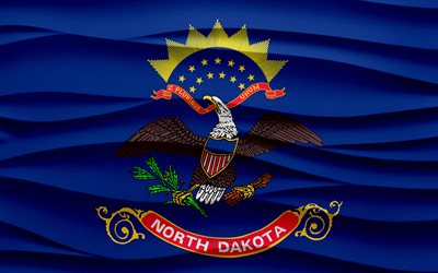4k, bandeira da dakota do norte, 3d ondas de gesso de fundo, dakota do norte bandeira, 3d textura de ondas, símbolos nacionais americanos, dia da dakota do norte, estados americanos, 3d dakota do norte bandeira, dakota do norte, eua