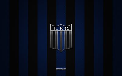 شعار نادي ليفربول مونتيفيديو, نادي أوروغواي لكرة القدم, دوري الأوروغواي الدوري, خلفية الكربون الأسود الأزرق, كرة القدم, ليفربول مونتيفيديو, أوروغواي, شعار نادي ليفربول مونتيفيديو المعدني الفضي