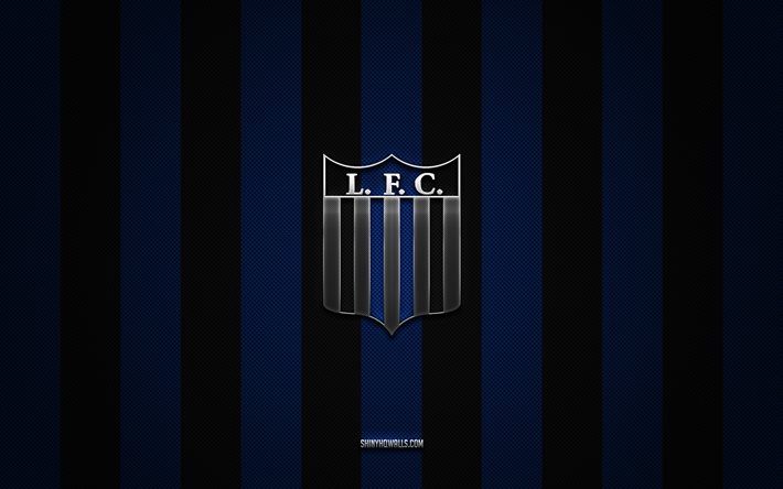 شعار نادي ليفربول مونتيفيديو, نادي أوروغواي لكرة القدم, دوري الأوروغواي الدوري, خلفية الكربون الأسود الأزرق, كرة القدم, ليفربول مونتيفيديو, أوروغواي, شعار نادي ليفربول مونتيفيديو المعدني الفضي