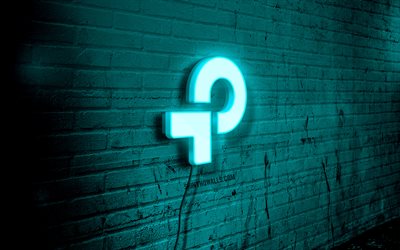 tp-link neon logo, 4k, azul brickwall, grunge arte, criativo, logo no fio, tp-link logotipo azul, tp-link logotipo, obras de arte, tp-link