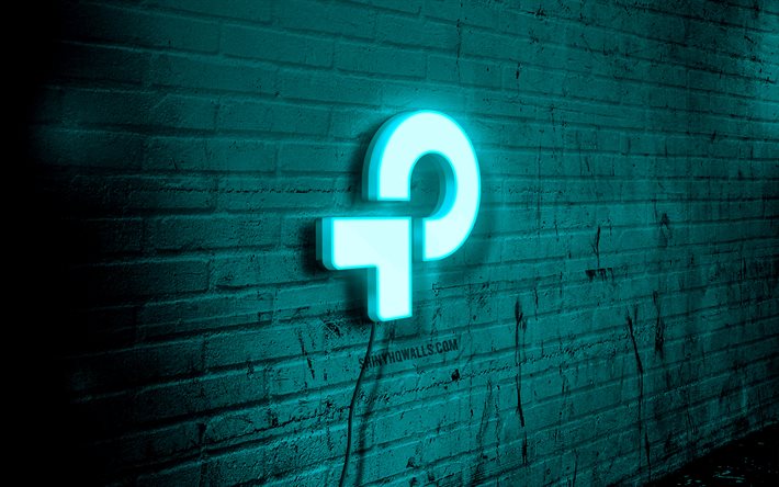 شعار tp-link نيون, 4k, الطوب الأزرق, فن الجرونج, خلاق, شعار على السلك, شعار tp-link الأزرق, شعار tp-link, عمل فني, تي بي لينك