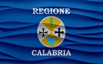 4k, カラブリアの旗, 3 d 波石膏背景, 3 d 波テクスチャ, イタリアの国のシンボル, カラブリアの日, イタリアの地方, 3 d のカラブリアの旗, カラブリア, アメリカ合衆国