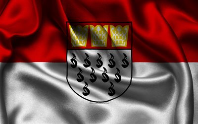 쾰른 깃발, 4k, 독일 도시, 새틴 플래그, 쾰른의 날, 쾰른의 국기, 물결 모양의 새틴 플래그, 독일의 도시들, 쾰른, 독일