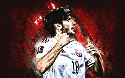 khvicha kvaratskhelia, gürcistan milli futbol takımı, gürcü futbolcu, portre, kırmızı taş, arka plan, gürcistan, futbol