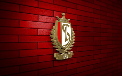 Standard Liege 3D logo, 4K, red brickwall, Jupiler Pro League, soccer, belgian football club, Standard Liege logo, Standard Liege emblem, football, Standard Liege, sports logo, Standard Liege FC