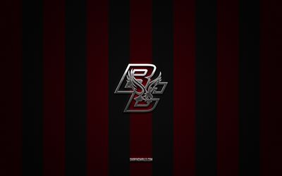 boston college eagles-logo, american-football-team, ncaa, roter schwarzer kohlenstoffhintergrund, boston college eagles-emblem, fußball, boston college eagles, usa, boston college eagles-silbermetalllogo