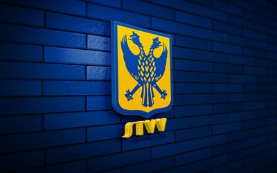 Sint-Truidense VV 3D logo, 4K, blue brickwall, Jupiler Pro League, soccer, belgian football club, Sint-Truidense VV logo, Sint-Truidense VV emblem, football, Sint-Truidense VV, sports logo, Sint-Truidense FC, STVV
