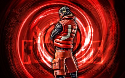 4k, Grind, Fortnite, red grunge spiral background, Fortnite Grind Skin, Grind Fortnite character, Grind Fortnite, Fortnite characters, grunge art, Grind Skin