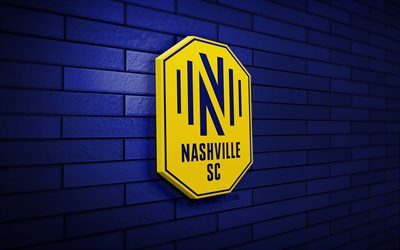 شعار nashville sc 3d, 4k, الطوب الأزرق, mls, كرة القدم, نادي كرة القدم الأمريكي, شعار ناشفيل إس سي, ناشفيل إس سي, شعار رياضي, ناشفيل