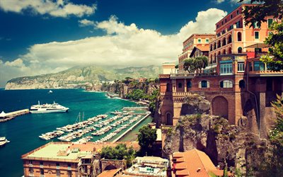 Sorrento, summer travel, italian cities, coast, sea, Gulf of Naples, Campania, Italy, Europe, Sorrento cityscape, Sorrento panorama, Sorrento Italy