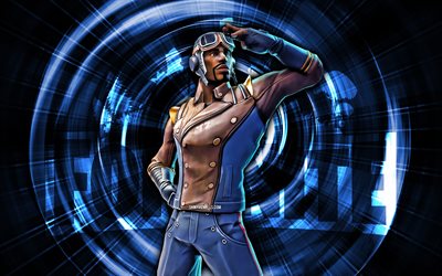 Maximilian, 4k, blue abstract background, Fortnite, abstract rays, Maximilian Skin, Fortnite Maximilian Skin, Fortnite characters, Maximilian Fortnite