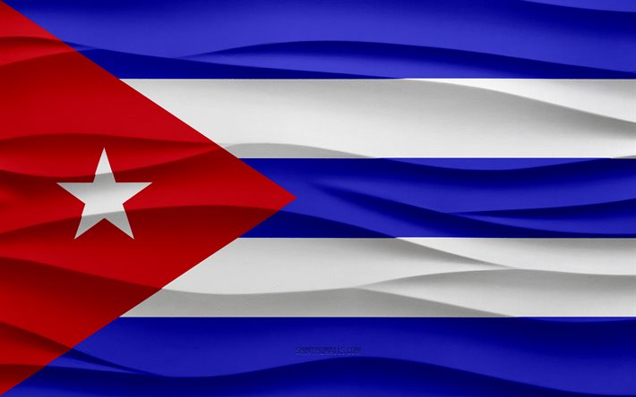 4k, علم كوبا, 3d ، موجات ، جص ، الخلفية, 3d موجات الملمس, رموز كوبا الوطنية, يوم كوبا, دول أمريكا الشمالية, 3d، كوبا، بِطة, كوبا, أمريكا الشمالية, العلم الكوبي