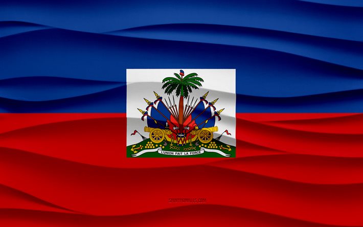 4k, علم هايتي, 3d ، موجات ، جص ، الخلفية, 3d موجات الملمس, رموز هايتي الوطنية, يوم هايتي, دول أمريكا الشمالية, 3d، علم هايتي, هايتي, أمريكا الشمالية