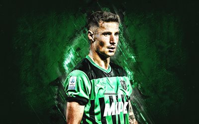 Andrea Pinamonti, Sassuolo, portrait, italian football player, green stone background, Serie A, Italy, football, US Sassuolo Calcio