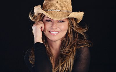 4k, Shania Twain, smile, canadian singer, music stars, Eilleen Regina Edwards, canadian celebrity, woman in hat, Shania Twain photoshoot