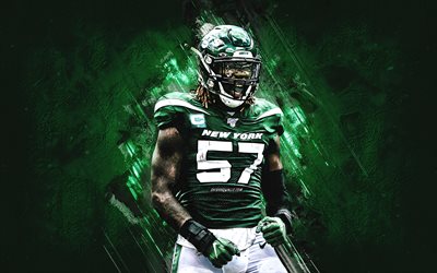 CJ Mosley, New York Jets, NFL, American football player, portrait, green stone background, Clint Mosley Jr, National Football League, USA