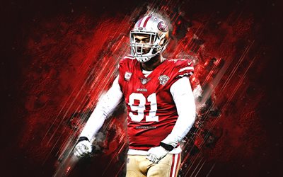 Arik Armstead, San Francisco 49ers, NFL, american football, red stone background, National Football League, USA