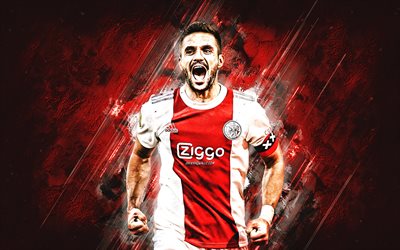 Dusan Tadic, AFC Ajax, Serbian footballer, midfielder, red stone background, captain, Ajax Amsterdam, Eredivisie, football, Ajax