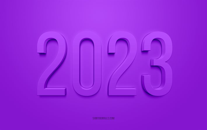 2023 fond 3d violet, 4k, bonne année 2023, fond violet, concepts 2023, contexte 2023