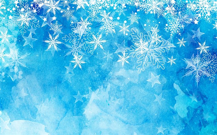 파란색 눈송이 패턴, 4k, 블루 크리스마스 배경, 크리스마스 패턴, 눈송이 패턴, 눈송이와 배경, 크리스마스 텍스처, 파란색 눈송이 배경