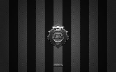logo altay sk, squadre di calcio turche, tff first league, sfondo nero bianco carbone, 1 lig, emblema altay sk, calcio, logo in metallo argento altay sk, altay sk