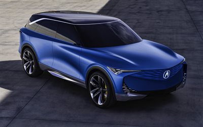 2022, acura precision ev concept, 4k, vista frontal, exterior, azul suv, carros elétricos, azul acura precision ev, carros japoneses, acura