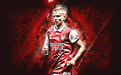 Oleksandr Zinchenko, Arsenal FC, portrait, Ukrainian football player, red stone background, football, Premier League, England
