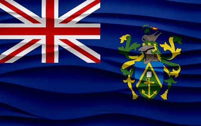 4k, Flag of Pitcairn Islands, 3d waves plaster background, Pitcairn Islands flag, 3d waves texture, Pitcairn Islands national symbols, Day of Pitcairn Islands, Oceania countries, 3d Pitcairn Islands flag, Pitcairn Islands, Oceania