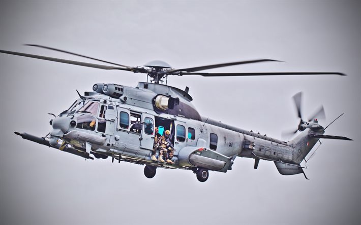 eurocopter ec725 caracal, französische luftwaffe, fliegende hubschrauber, französische armee, militärhubschrauber, militärische luftfahrt, airbus helicopters h225m, eurocopter