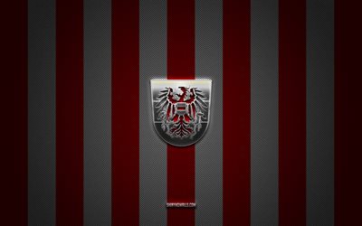 logo der österreichischen fußballnationalmannschaft, uefa, europa, rot-weißer karbonhintergrund, emblem der österreichischen fußballnationalmannschaft, fußball, österreichische fußballnationalmannschaft, österreich