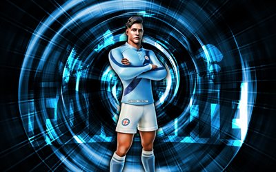 Galactico, 4k, blue abstract background, Fortnite, abstract rays, Galactico Skin, Fortnite Galactico Skin, Fortnite characters, Galactico Fortnite