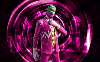 trémie, 4k, fond abstrait violet, fortnite, rayons abstraits, hopper skin, fortnite hopper skin, personnages fortnite, hopper fortnite