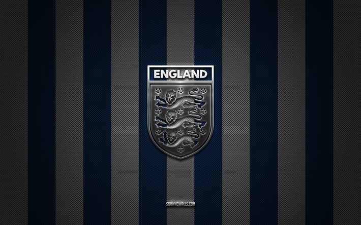 England national football team logo, UEFA, Europe, blue white carbon background, England national football team emblem, football, England national football team, England