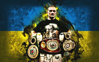 أولكسندر أوسيك, الملاكم الأوكراني, wba, ibf, wbo, ibo, بطل العالم في الملاكمة, ألقاب الوزن الثقيل, أولكسندر أوسيك مع أحزمة, العلم الأوكراني, فن الجرونج, الملاكمين