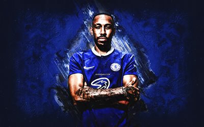 pierre-emerick aubameyang, chelsea fc, footballeur gabonais, fond de pierre bleue, premier league, angleterre, football, aubameyang chelsea