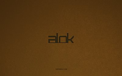 logotipo de alok, 4k, logotipos de música, emblema de alok, textura de piedra marrón, alok, marcas de música, signo de alok, fondo de piedra marrón